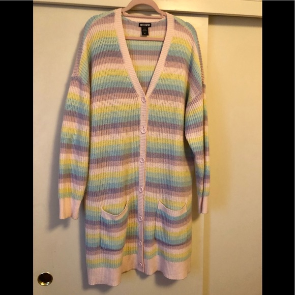 Xl Hot Topic Pastel Rainbow Cardigan 